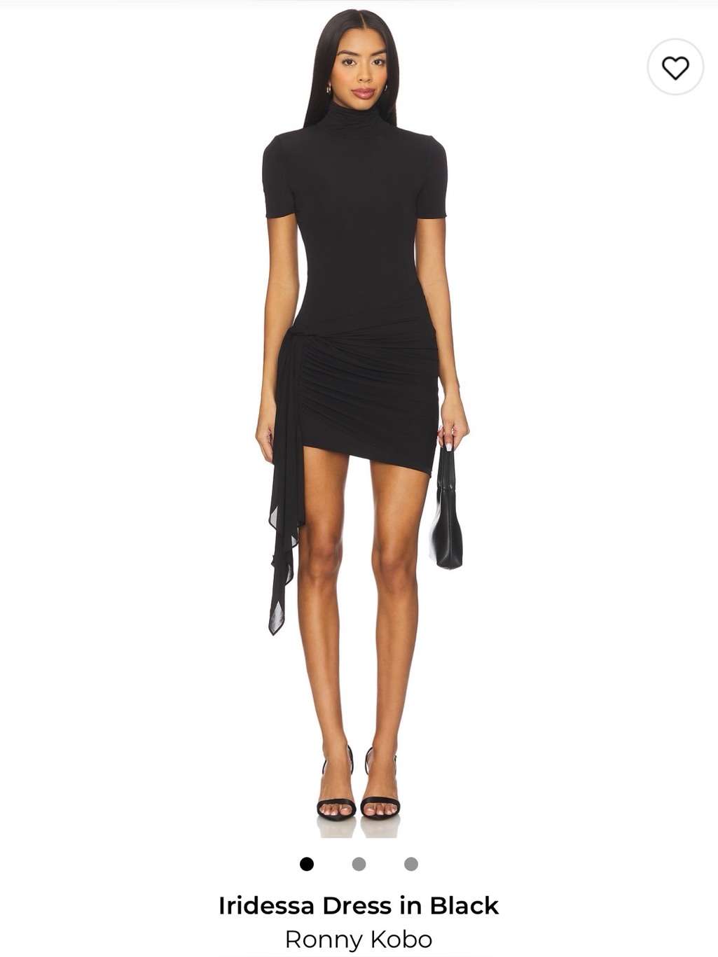 Ronny Kobo Collection Black Turtleneck Draped Mini Dress